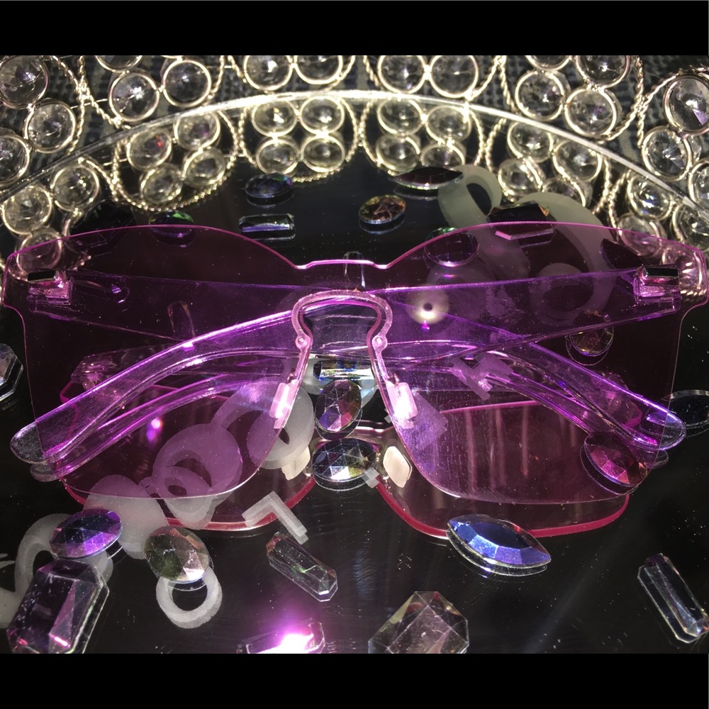 Clear Purple Frameless Sunglasses